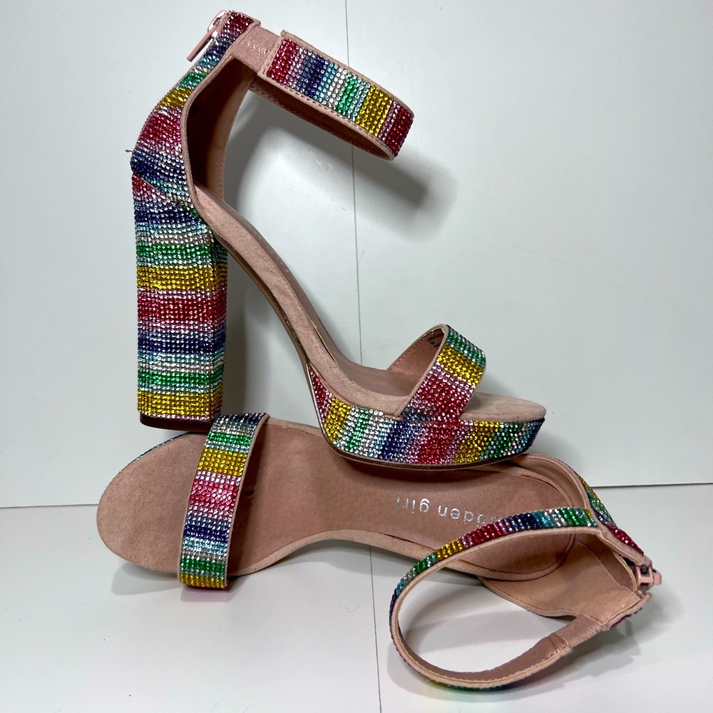 Madden Girl Multicolor Rhinestone Platform Heels